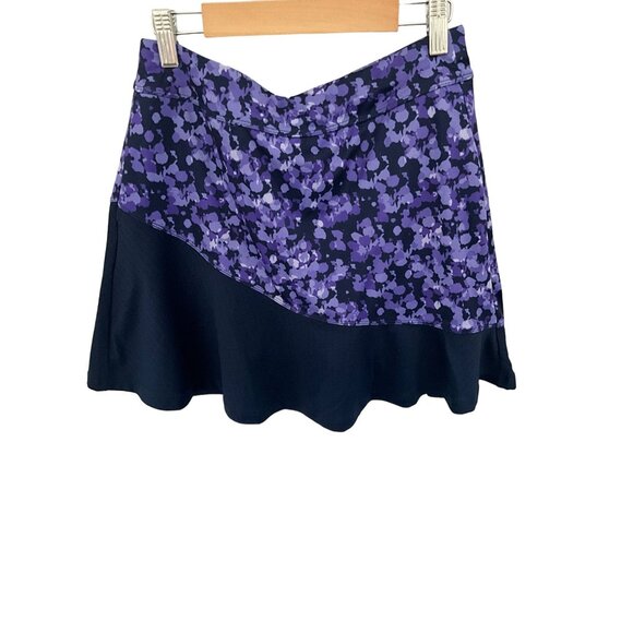 PGA Tour Pants - PGA Tour Womens XS Purple & Black Floral Patterned Skort